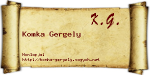 Komka Gergely névjegykártya